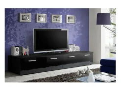 Móvel para TV 200cm Coleção COMET. Cor preta. 2 portas basculantes.