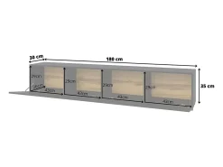 Móvel para TV 180cm coleção EVA. Cor preto e carvalho.