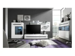 Móvel para TV 180cm Coleção LUCIA. 2 gavetas, cor branca, fachadas brilhantes. Estilo design.