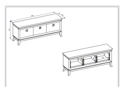 Móvel para TV 160cm coleção PALACE com 3 gavetas. Cor cinza e carvalho.