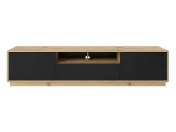 Móvel para TV 200cm coleção VILLA. Cor carvalho e preto fosco. LED integrado.