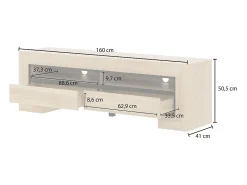 Móvel para TV coleção COPA – 160x50,5x41 cm – 2 gavetas e 2 nichos – Carvalho elegante – Design escandinavo