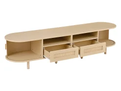 Móvel para TV com 2 gavetas e 2 portas de correr - Oval em madeira - Cor natural