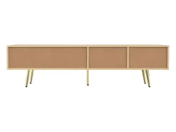 Móvel para TV com 2 gavetas e 2 portas, pés dourados, 160 x 36 x 42 cm