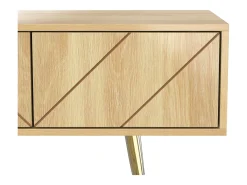 Móvel para TV com 2 gavetas e 2 portas, pés dourados, 160 x 36 x 42 cm
