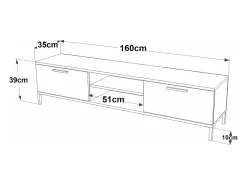 Móvel para TV com 2 portas 39 x 160 x 35 cm efeito carvalho rústico/antracite 03_0007794
