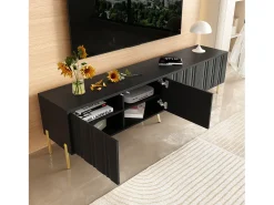 Móvel para TV com 4 portas - 190 x 38 x 48 cm - MDF e aglomerado - Preto