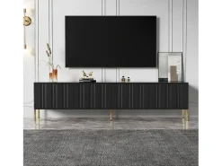 Móvel para TV com 4 portas - 190 x 38 x 48 cm - MDF e aglomerado - Preto