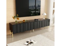 Móvel para TV com 4 portas - 190 x 38 x 48 cm - MDF e aglomerado - Preto