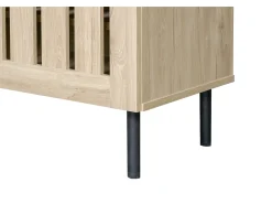 Móvel para TV com 3 portas, 160 x 40 x 47 cm - Design vazado - Cor da madeira natural