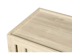 Móvel para TV com 3 portas, 160 x 40 x 47 cm - Design vazado - Cor da madeira natural