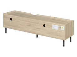 Móvel para TV com 3 portas, 160 x 40 x 47 cm - Design vazado - Cor da madeira natural