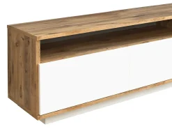 Móvel para TV com 4 portas e 2 prateleiras - Tons naturais claros e branco - CEDONA