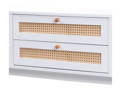 Móvel para TV com 2 portas de correr e 2 gavetas - Branco e madeira