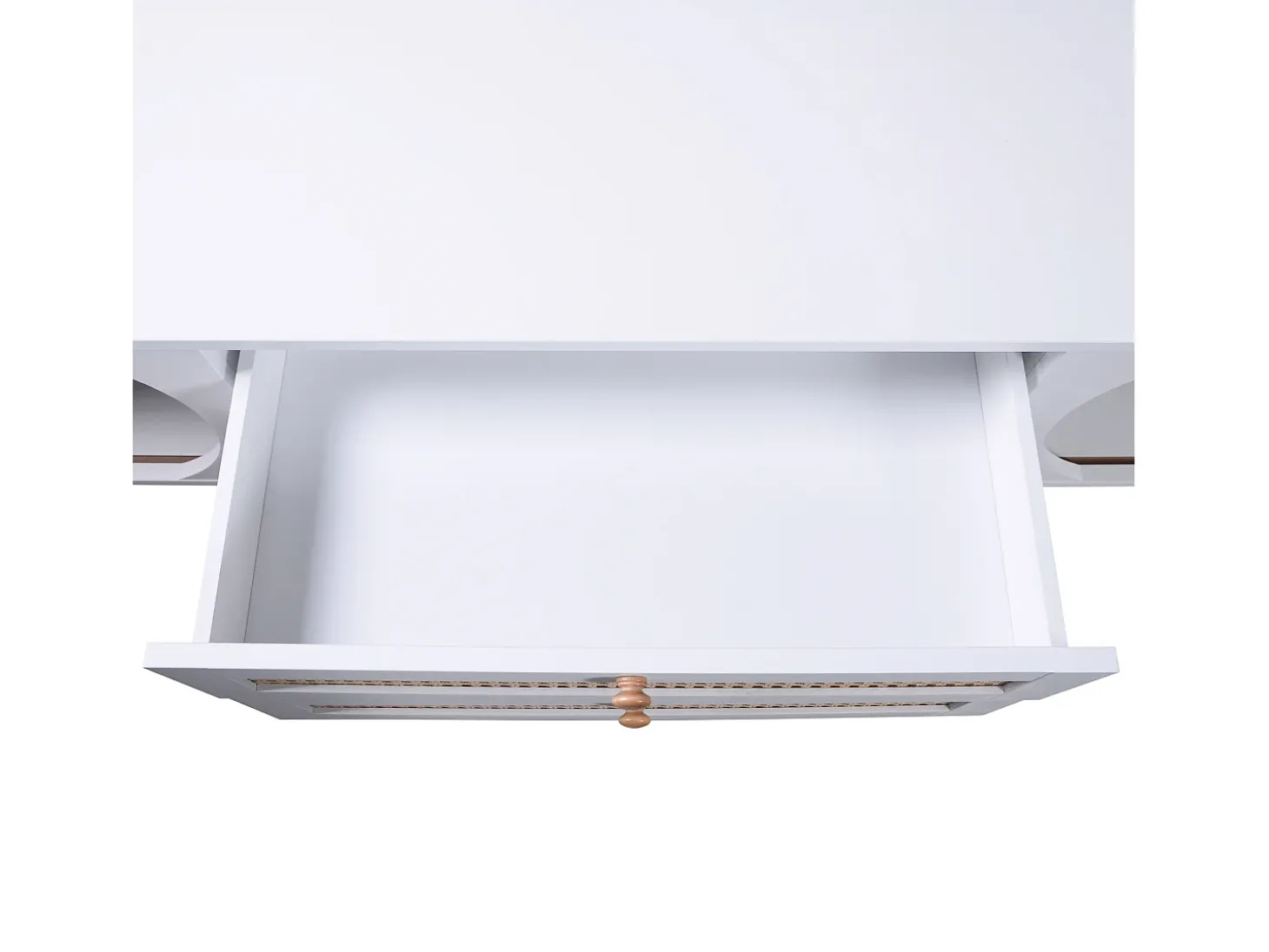 Móvel para TV com 2 portas de correr e 2 gavetas - Branco e madeira