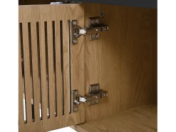 Móvel para TV com 4 portas, 190 x 35 x 45 cm - Tampo preto - Cor madeira clara