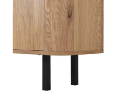 Móvel para TV com 4 portas, 190 x 35 x 45 cm - Tampo preto - Cor madeira clara