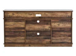Móvel para TV com 2 portas de correr e 2 gavetas - Branco e madeira