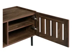 Móvel para TV com 3 portas, 160 x 40 x 47 cm - Design vazado - Cor nogueira