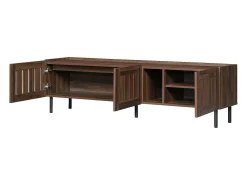 Móvel para TV com 3 portas, 160 x 40 x 47 cm - Design vazado - Cor nogueira