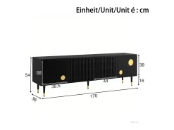 Móvel para TV com 4 portas, porta com grade, preto.