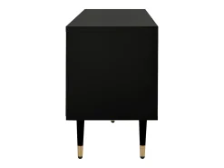 Móvel para TV com 4 portas, porta com grade, preto.