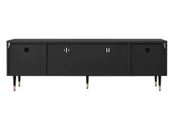 Móvel para TV com 4 portas, porta com grade, preto.