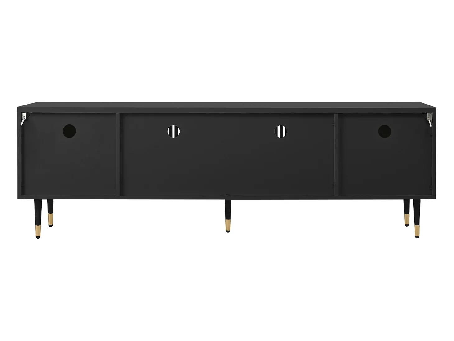 Móvel para TV com 4 portas, porta com grade, preto.