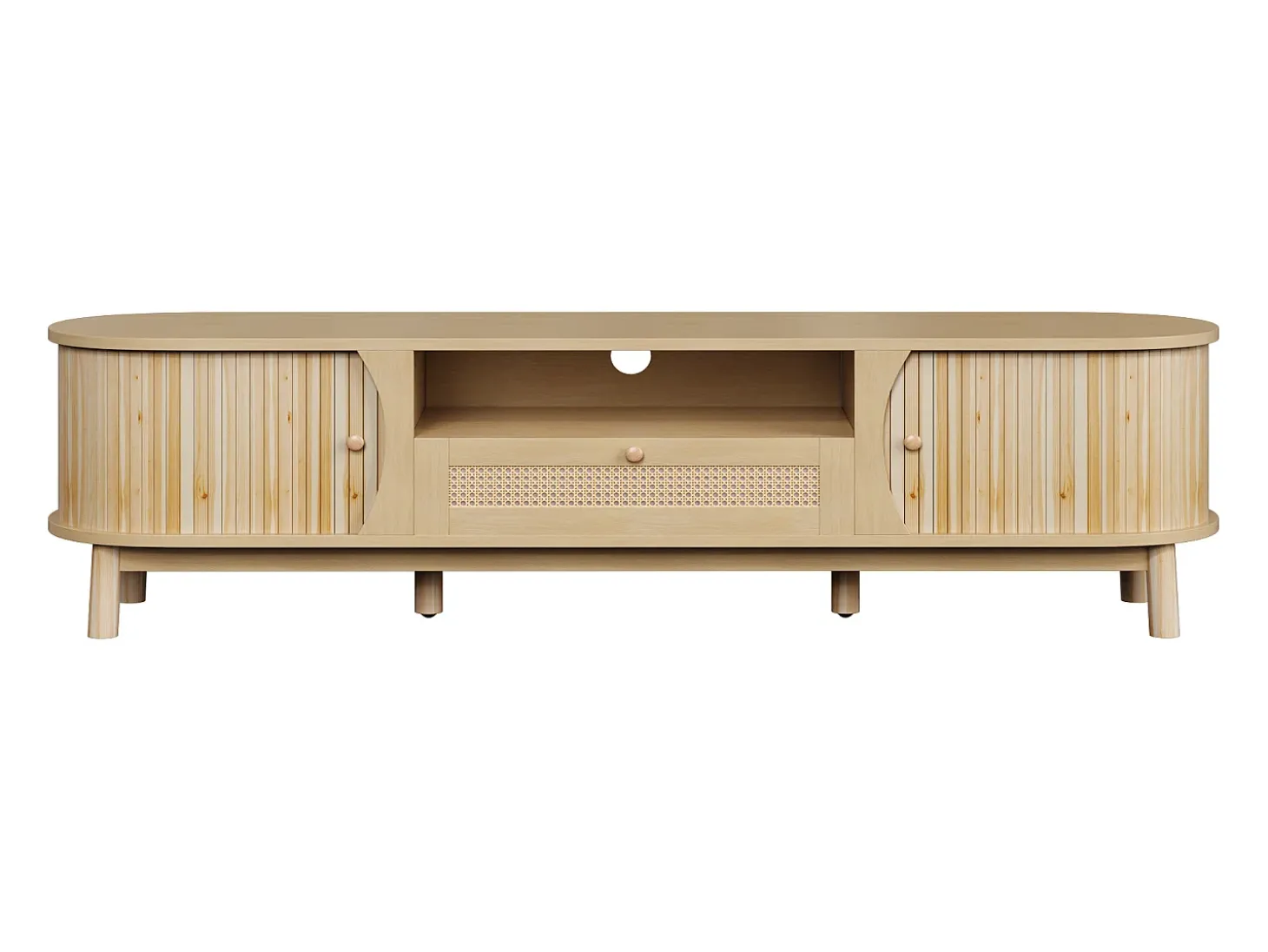 Móvel para TV com 2 portas e uma gaveta, 165x37x46 cm - Cor natural clara