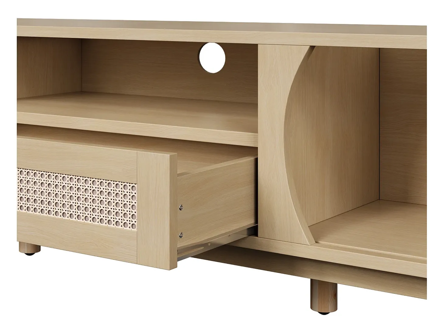 Móvel para TV com 2 portas e uma gaveta, 165x37x46 cm - Cor natural clara