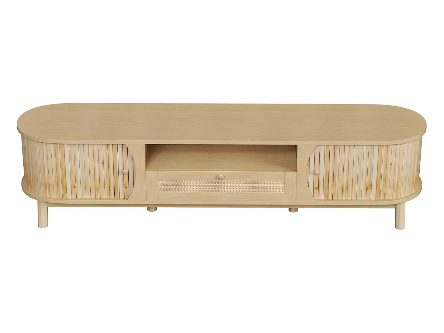 Móvel para TV com 2 portas e uma gaveta, 165x37x46 cm - Cor natural clara