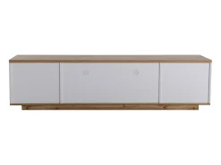 Móvel para TV com 6 portas e 2 nichos em MDF - Branco e natural - 180x38x46cm