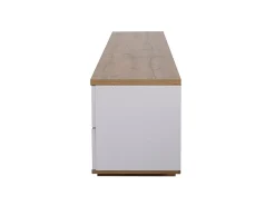 Móvel para TV com 6 portas e 2 nichos em MDF - Branco e natural - 180x38x46cm