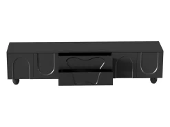 Móvel para TV com 4 portas e 2 gavetas, pés redondos, preto