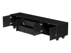 Móvel para TV com 4 portas e 2 gavetas, pés redondos, preto