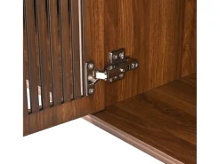 Móvel para TV com 4 portas, 190 x 35 x 45 cm - Tampo preto - Cor madeira escura