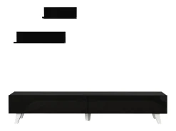 Móvel para TV com 2 prateleiras 180 x 31 x 33 cm preto 03_0007890