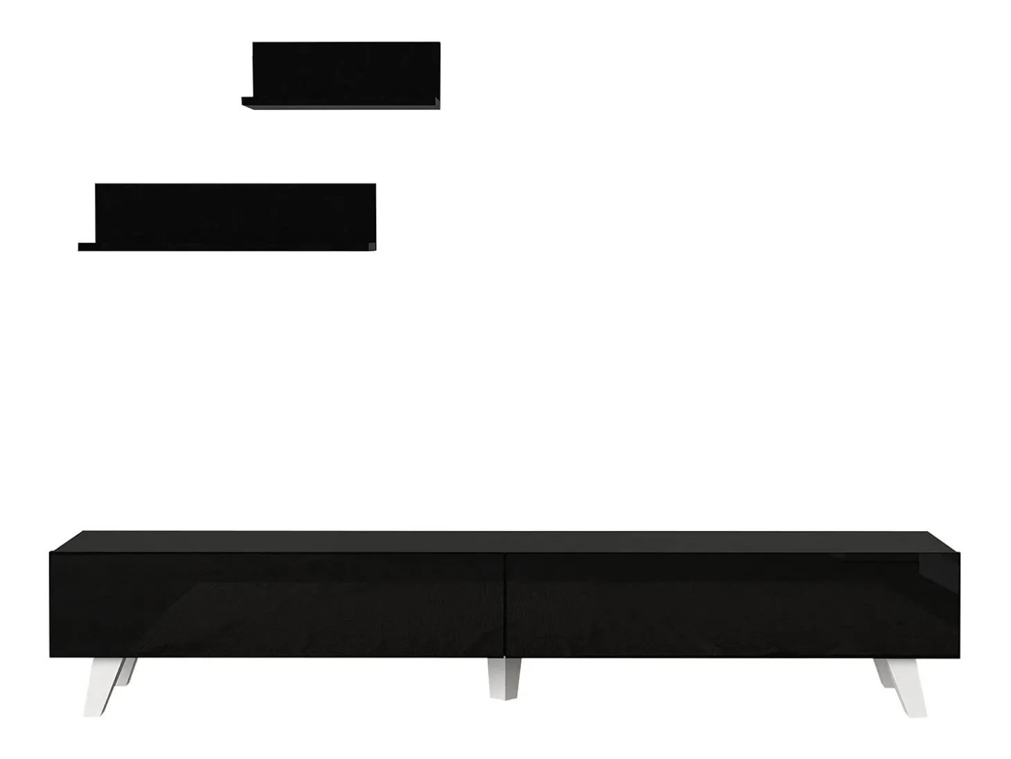 Móvel para TV com 2 prateleiras 180 x 31 x 33 cm preto 03_0007890