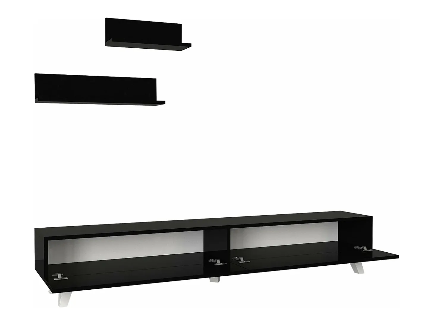 Móvel para TV com 2 prateleiras 180 x 31 x 33 cm preto 03_0007890