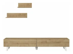 Móvel para TV com 2 prateleiras 180 x 31 x 33 cm efeito carvalho 03_0007888