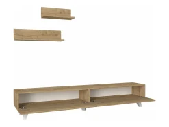 Móvel para TV com 2 prateleiras 180 x 31 x 33 cm efeito carvalho 03_0007888