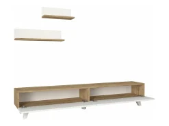 Móvel para TV com 2 prateleiras 180 x 31 x 33 cm efeito carvalho branco 03_0007889