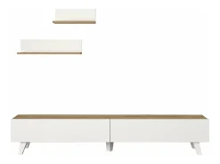 Móvel para TV com 2 prateleiras 180 x 31 x 33 cm efeito carvalho branco 03_0007889