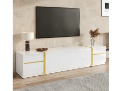 Móvel para TV com acabamento brilhante - 180 x 40 x 38 cm - com gavetas e portas - estilo moderno - MDF - branco
