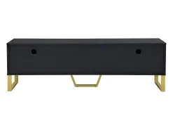 Móvel para TV com acabamento em lacado preto brilhante, 170x40x535,5cm - 4 portas e 2 gavetas - pés dourados