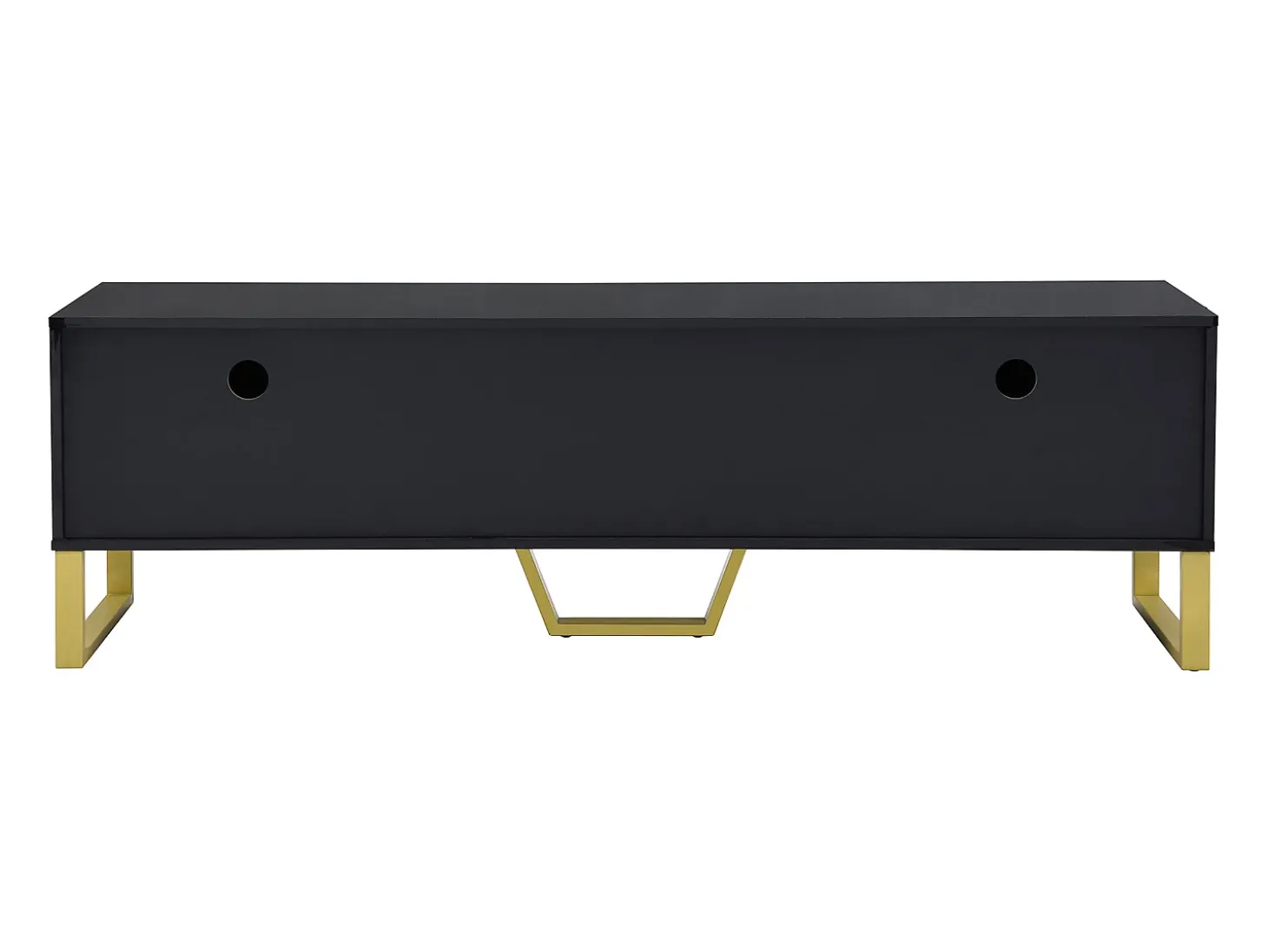 Móvel para TV com acabamento em lacado preto brilhante, 170x40x535,5cm - 4 portas e 2 gavetas - pés dourados