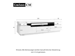Móvel para TV com acabamento lacado brilhante, iluminação LED de 16 cores e 3 gavetas - Branco 160x39x42cm