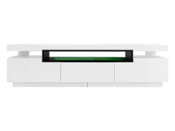Móvel para TV com acabamento lacado brilhante, iluminação LED de 16 cores e 3 gavetas - Branco 160x39x42cm