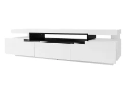 Móvel para TV com acabamento lacado brilhante, iluminação LED de 16 cores e 3 gavetas - Branco 160x39x42cm