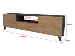 Móvel para TV com portas e espaço de armazenamento 46 ​​x 140 x 30 cm efeito antracite/carvalho 03_0007870